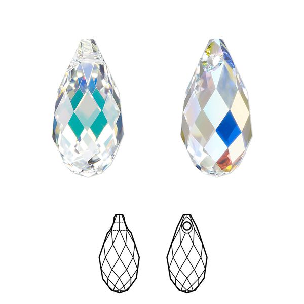 Briolette 1pk crystal AB, Crystal Passions® 17x8.5mm pendant drop 6010 image number 0