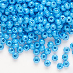 Seed bead, Preciosa Ornela Czech glass, pkg/50g, #6 rocaille, opaque terra dyed dark turquoise luster chalkwhite, (16365).