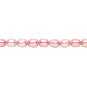 Pearl 1pkg1 cultured freshwater, 4mm rice C grade, 15 inch dyed dark blush