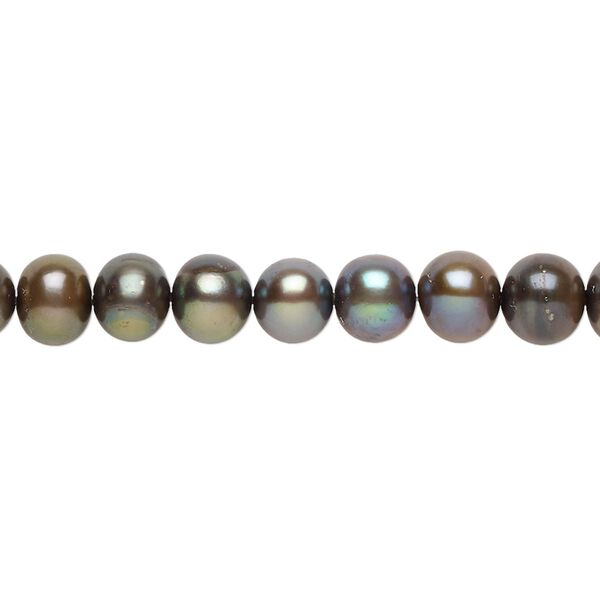 Freshwater pearl 1pkg1, semi-round, 15 inch dark green 5-6mm cultured image number 0