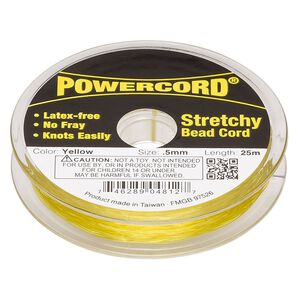 Cord, Powercord®, elastic, yellow, 0.5mm, 4-pound test. Sold per 25-meter spool.