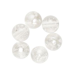 Bead, lampworked glass, transparent clear, 10mm round. Sold per pkg of 6.