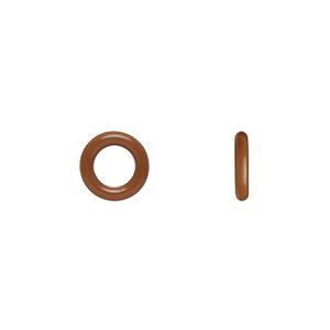 Component, Oh! Ring™, silicone, chocolate brown, 10mm round with 6mm hole. Sold per pkg of 300.