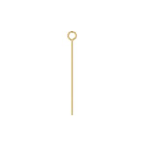 Eye pin, gold-plated brass, 1 inch, 24 gauge. Sold per pkg of 100.