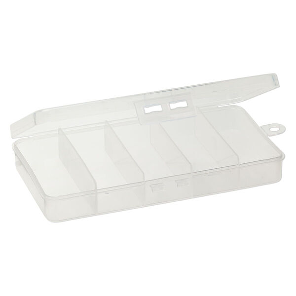 Organizer box, plastic, clear, 5 long cells, 7x3-3/4 x1 inch. Sold per pkg of 2. image number 1