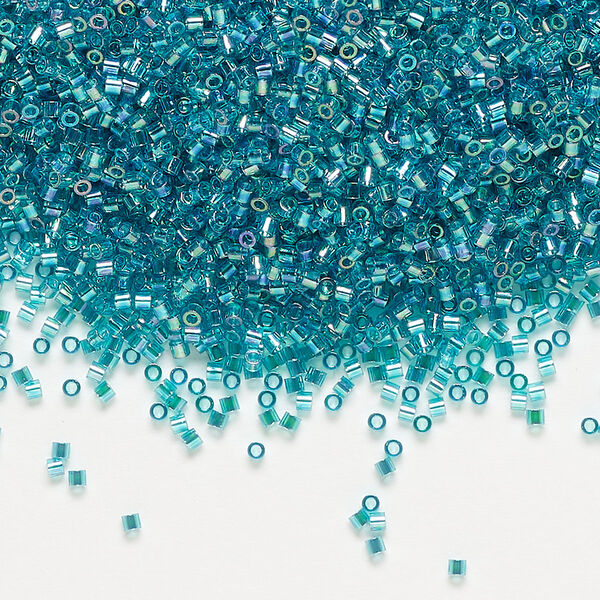 Seed bead, Delica®, glass, pkg/250g, #15 round, translucent rainbow teal (DBS-1248). image number 0