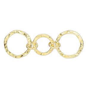 Extender chain 1pkg1 sterling silver round, 11mm / 14mm hammered / closed oval jump rings, gold-finished 1.5 inch unfinished