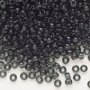 Seed bead, Dyna-Mites™, glass, transparent grey, #6 round. Sold per 40-gram pkg.