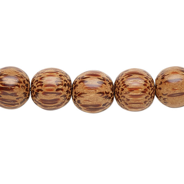 Bead, coconut palm wood (waxed), 9-10mm hand-cut round. Sold per 15-1/2" to 16" strand. image number 0