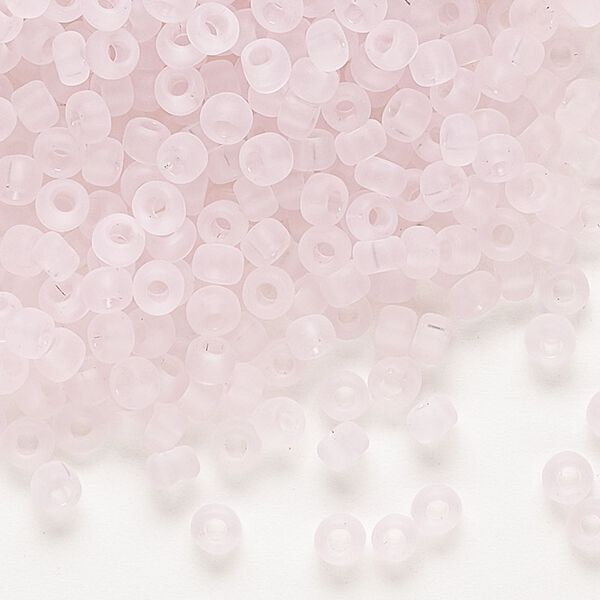 Seed bead, Dyna-Mites™, glass, transparent matte light pink, #6 round. Sold per 40-gram pkg. image number 0