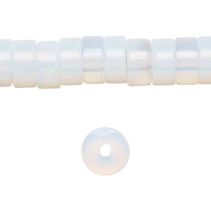 Bead, sea "opal" (glass), translucent, 10x5mm heishi, Sold per pkg of 10.