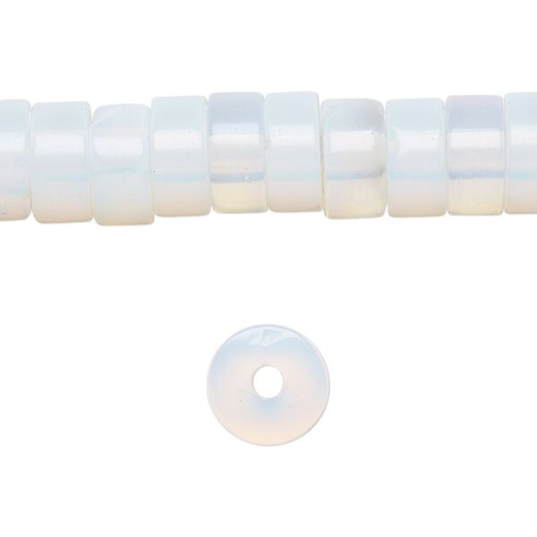 Bead, sea "opal" (glass), translucent, 10x5mm heishi, Sold per pkg of 10. image number 0