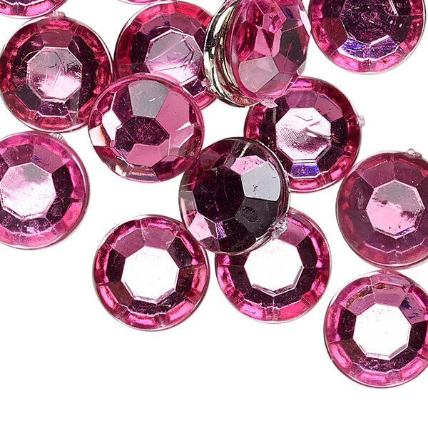 Flat back, acrylic, transparent pink, 11mm faceted round. Sold per pkg of 24. image number 0