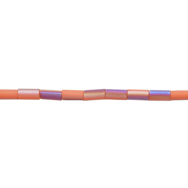 Bead, glass, translucent matte orange and purple AB, 5x2.5mm round tube. Sold per 15-1/2 to 16-inch strand. image number 0