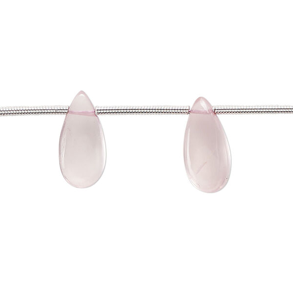 Bead, rose quartz (dyed), hand-cut 15x7mm side-drilled puffed teardrop, B grade, Mohs hardness 7. Sold per pkg of 12. image number 0