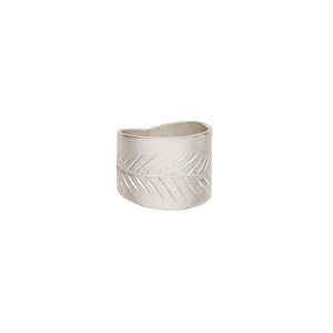 Ring, Hill Tribes, silver-plated copper, 15mm wide with feather design, size 7-1/2. Sold individually.