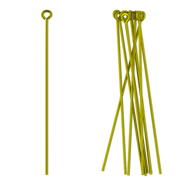 Eye pin, niobium, yellow, 1-3/4 inches, 21 gauge. Sold per pkg of 10. image number 0