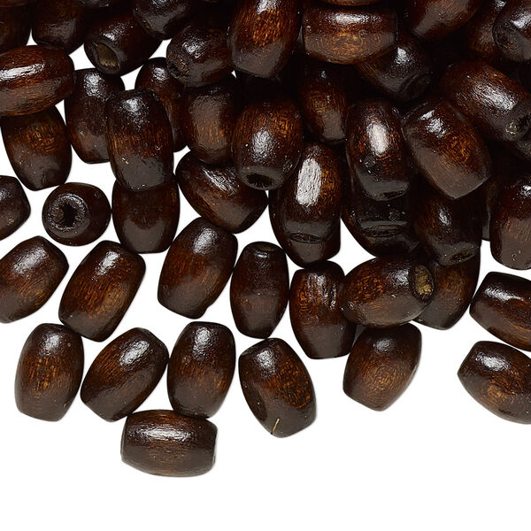 Bead, wood (dyed / waxed), dark brown, 8x5mm hand-cut oval. Sold per pkg of 500. image number 0