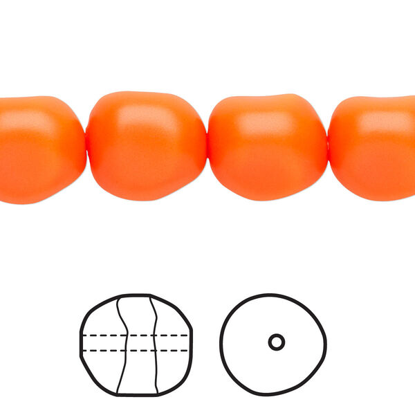 Pearl 10pk neon orange, Crystal Passions® 12mm baroque 5840 image number 0