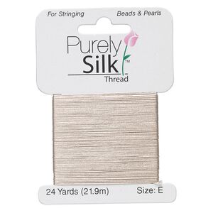 Thread, Purely Silk™, grey, size E. Sold per 24-yard card.