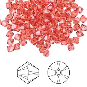 Bead 1440pk padparadscha, Swarovski® 4mm XILION bicone 5328