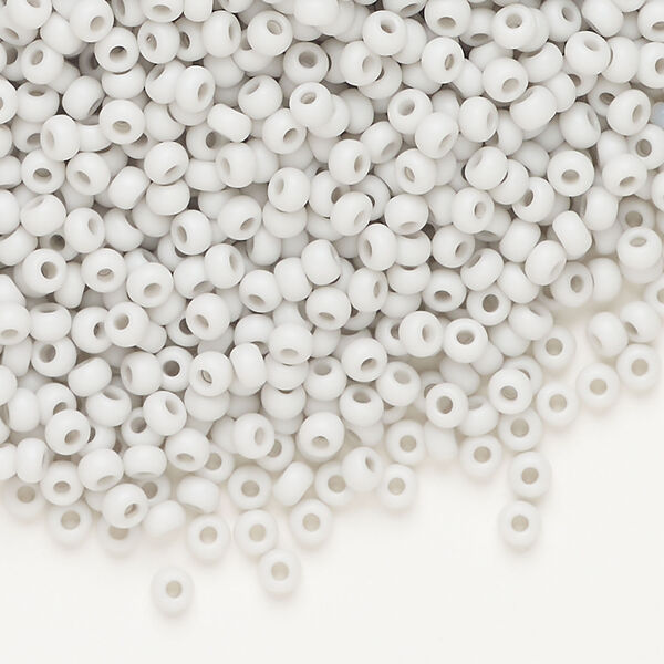 Seed bead, Preciosa Ornela Czech glass, 1pkg50g, 2.8-3.2mm rocaille, opaque matte terra dyed stone dust chalkwhite (06441) image number 0