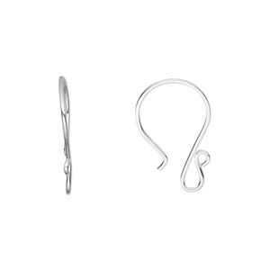 Ear wire fishhook 1pkg2 sterling silver, 19mm / open loop, 20 gauge 1 pair