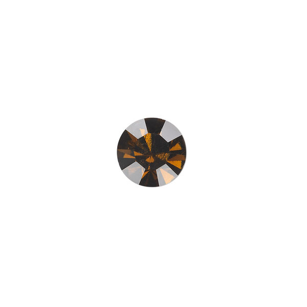 Chaton, glass rhinestone, smoky topaz, foil back, 9.9-10.2mm faceted round, SS45. Sold per pkg of 4. image number 0