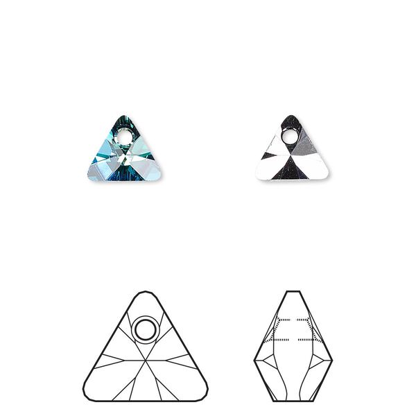 Drop 6pk crystal Bermuda blue P, Crystal Passions® 8mm pendant mini triangle 6628 image number 0