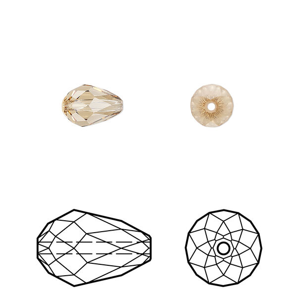 Bead 4pk light Colorado topaz, Crystal Passions® 9x6mm teardrop 5500 image number 0