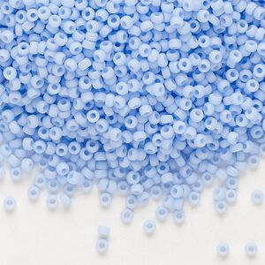 Seed bead, Miyuki, glass, pkg/250g, #11 rocaille, opaque matte agate blue, (RR-494F).