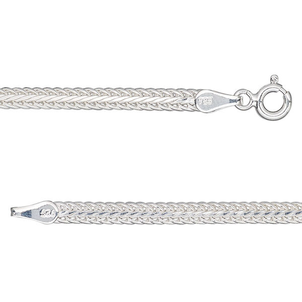 Chain, sterling silver, 3mm hammered foxtail, 30 inches. Sold individually. image number 0
