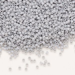 Seed bead, Delica®, glass, pkg/250g, #11 round, opaque matte rainbow ghost grey (DB-1598).