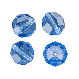 Bead 4pk sapphire, vintage Preciosa Czech crystal 14mm round