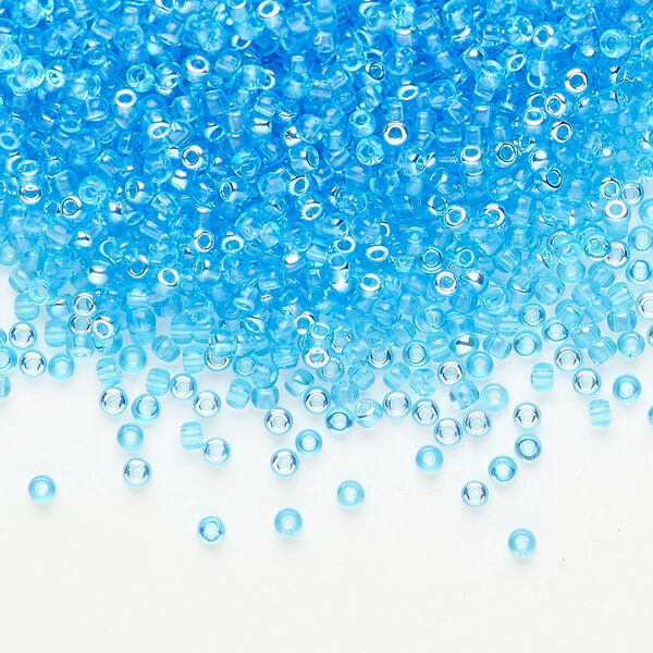 Seed bead glass pkg/50g #11 round, translucent aqua AB image number 0