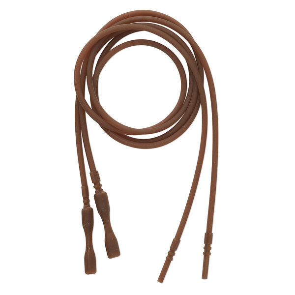 Necklace cord, silicone, opaque brown, 2.2-2.5mm wide, 18 inches with snap closure. Sold per pkg of 4. image number 0