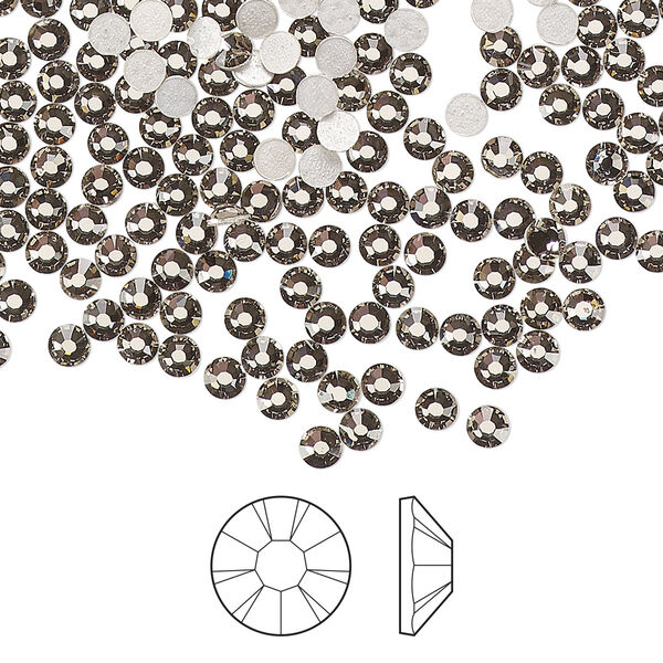 Flat back 144pk black diamond foil back, Preciosa MAXIMA Czech crystal hotfix rhinestone 2.7-2.9mm chaton rose round SS10 image number 0