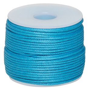 Cord, waxed cotton, turquoise blue, 1mm, 20-pound test. Sold per 25-meter spool.