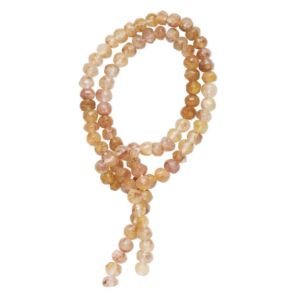 Yellow iron quartz 1pkg1, hand-cut faceted rondelle bead natural 13 inch 4x2mm-6x5mm image number 0