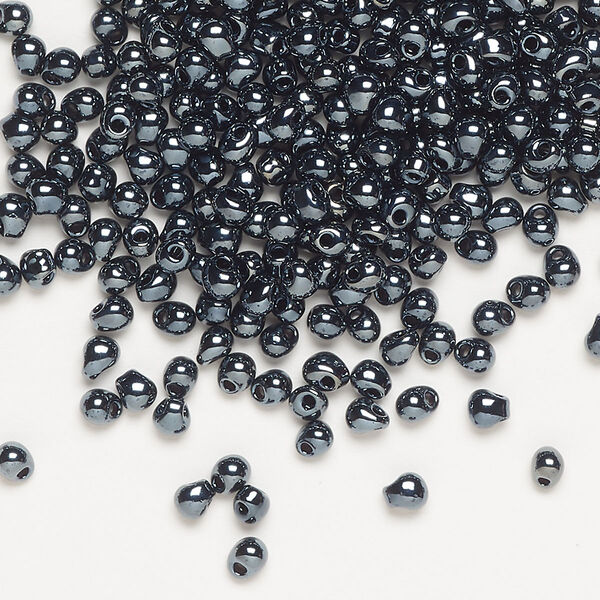 Seed bead, Miyuki, glass, pkg/10g, 3.3x2.8mm mini fringe, opaque gunmetal silver (DP-451). image number 0