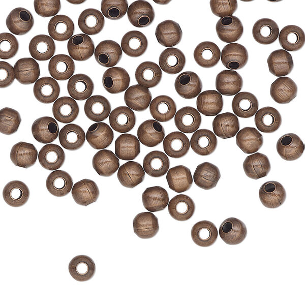 Bead, antique copper-plated steel, 4mm round. Sold per pkg of 500. image number 0
