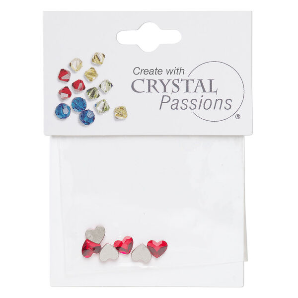 Flat back 1pkg6 light Siam foil back, Crystal Passions&reg; rhinestone 6mm heart 2808 image number 0