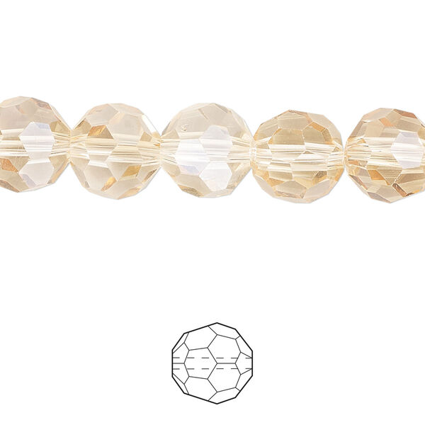 Bead 48pk translucent crystal golden shadow, Celestial Crystal® 10mm round image number 0