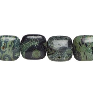 Kambaba jasper 1pkg1, puffed square bead natural 15.5-16 inch 12mm