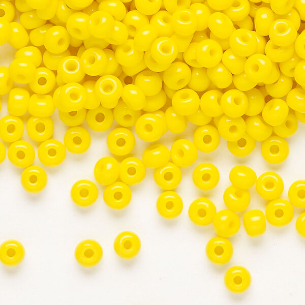 Seed bead, Preciosa Ornela Czech glass, pkg/500g, #6 rocaille, opaque lemon yellow, (83110). image number 0