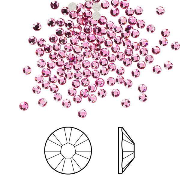 Flat back 144pk rose foil back, Crystal Passions® 2.1-2.3mm rose round SS7 2058 image number 0