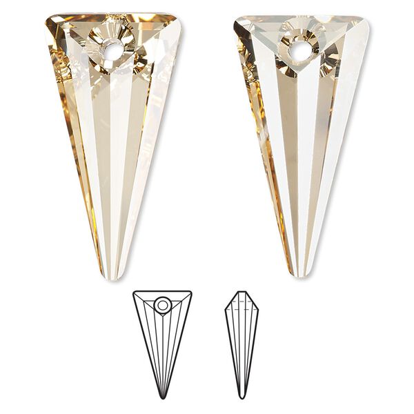 Drop 6pk crystal golden shadow, Crystal Passions® 28x14mm pendant spike 6480 image number 0