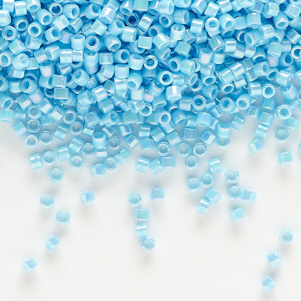 Seed bead, Delica®, glass, pkg/7.5g, #10 round, opaque rainbow turquoise blue (DBM-0164). image number 0