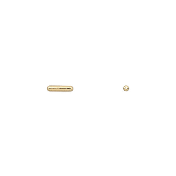 Bead, gold-plated brass, 6.5x1.5mm tube. Sold per pkg of 100. image number 0