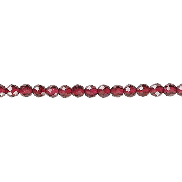 Bead, garnet (natural), 3mm faceted round, A- grade, Mohs hardness 7 to 7-1/2. Sold per 15-1/2 inch strand, approximately 120 beads. image number 0